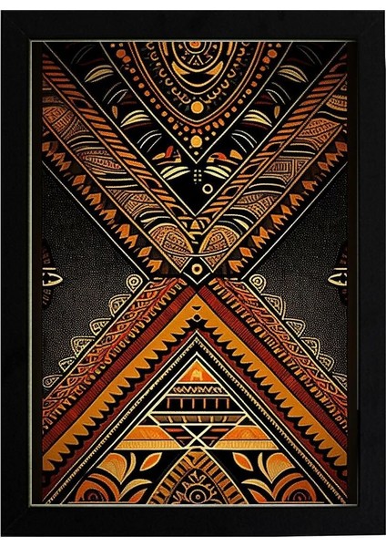 Afrikan Etnik Desen D15 Poster Tablo 30 x 42CM - Siyah Çerçeveli