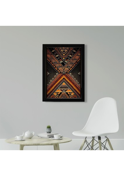 Afrikan Etnik Desen D15 Poster Tablo 30 x 42CM - Siyah Çerçeveli