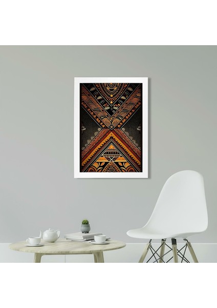 Afrikan Etnik Desen D15 Poster Tablo 30 x 42CM - Siyah Çerçeveli