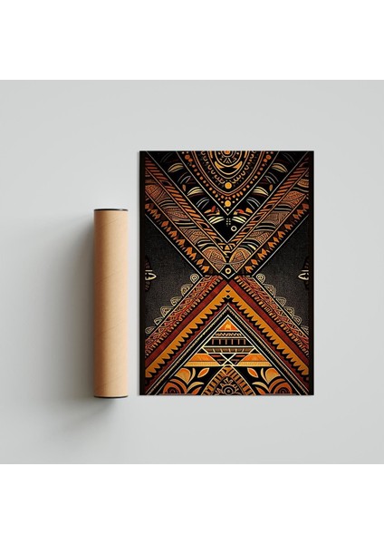 Afrikan Etnik Desen D15 Poster Tablo 30 x 42CM - Siyah Çerçeveli