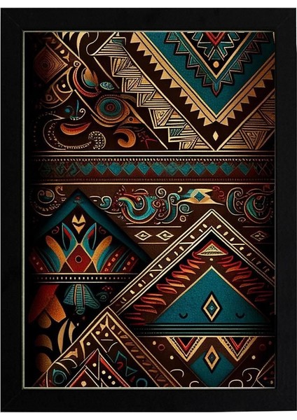 Afrikan Etnik Desen D17 Poster Tablo 21 x 30CM - Beyaz Çerçeveli