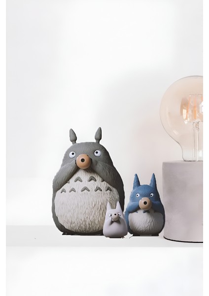 Komşum Totoro Ailesi 3'lü Set Boyalı Figürler 15-10-5 cm