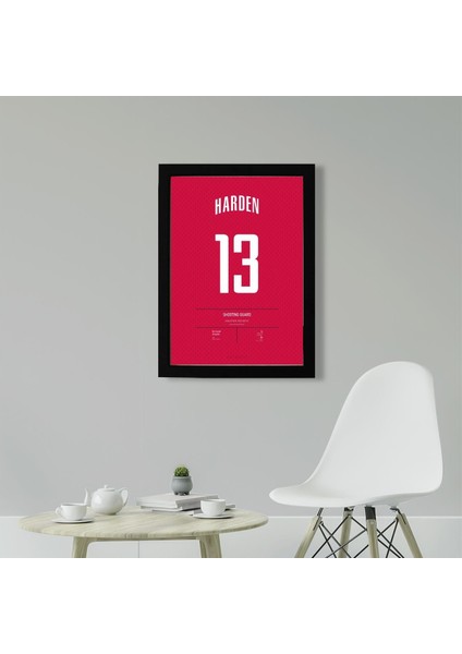 James Harden Jersey 30 x 42CM - Beyaz Çerçeveli