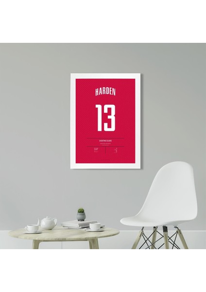 James Harden Jersey 30 x 42CM - Beyaz Çerçeveli