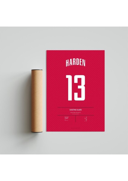 James Harden Jersey 30 x 42CM - Beyaz Çerçeveli