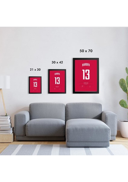 James Harden Jersey 30 x 42CM - Beyaz Çerçeveli