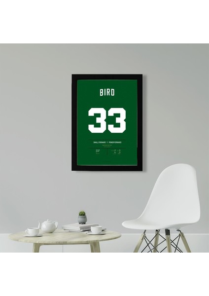 Larry Bird Jersey 21 x 30CM - Siyah Çerçeveli