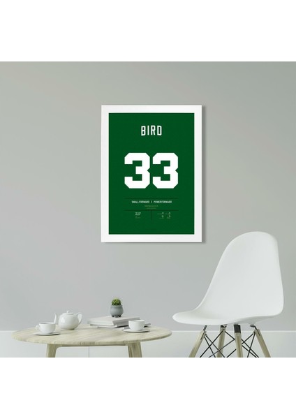 Larry Bird Jersey 21 x 30CM - Siyah Çerçeveli