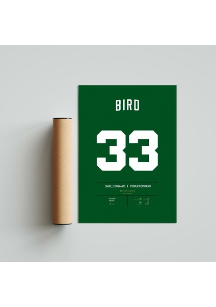 Larry Bird Jersey 21 x 30CM - Siyah Çerçeveli