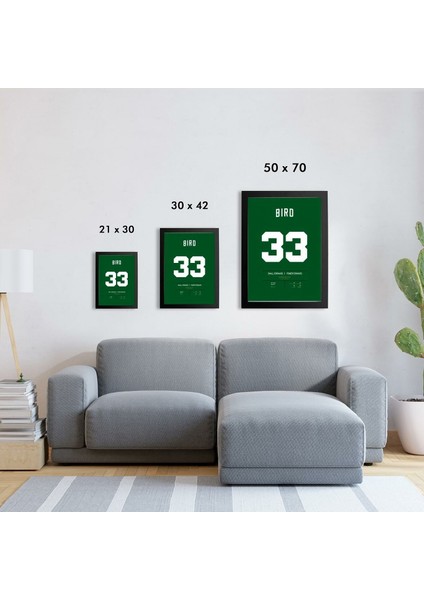 Larry Bird Jersey 21 x 30CM - Siyah Çerçeveli