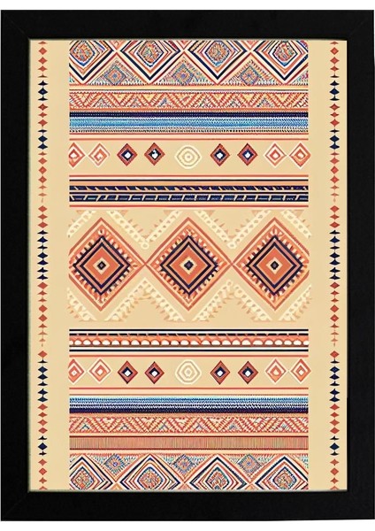 Afrikan Etnik Desen D24 Poster Tablo 21 x 30CM - Siyah Çerçeveli