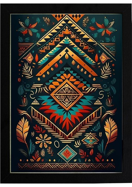 Afrikan Etnik Desen D16 Poster Tablo 21 x 30CM - Siyah Çerçeveli