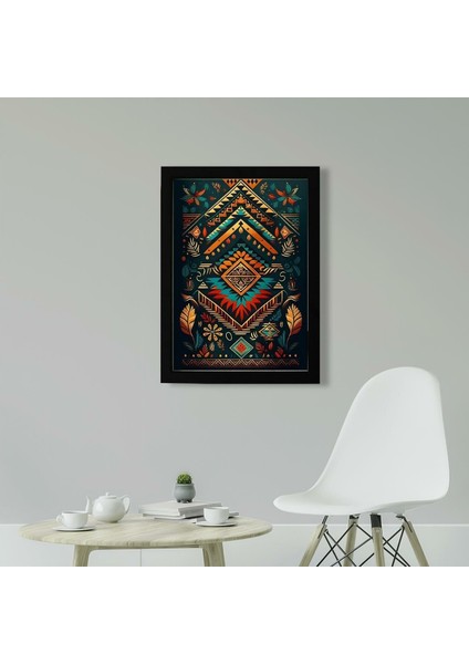 Afrikan Etnik Desen D16 Poster Tablo 21 x 30CM - Siyah Çerçeveli