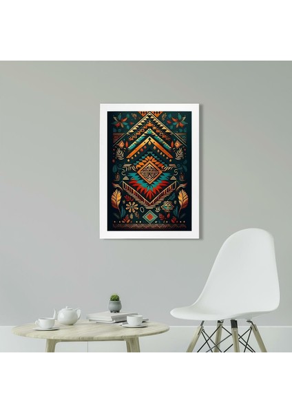 Afrikan Etnik Desen D16 Poster Tablo 21 x 30CM - Siyah Çerçeveli