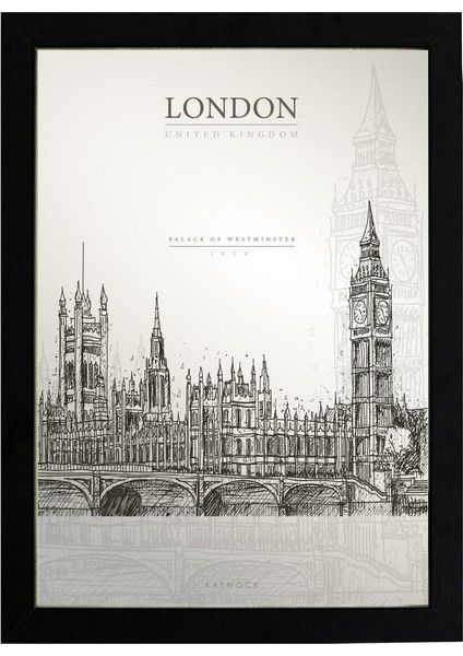 Palace Of Westminster, Londra Poster Tablo 21 x 30CM - Siyah Çerçeveli