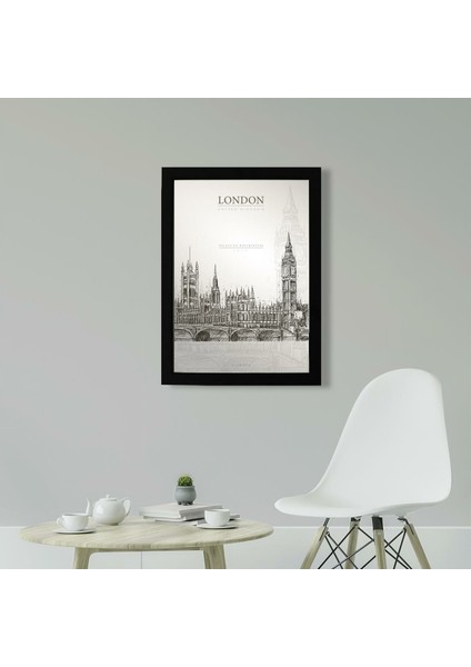 Palace Of Westminster, Londra Poster Tablo 21 x 30CM - Siyah Çerçeveli