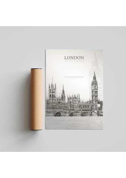 Palace Of Westminster, Londra Poster Tablo 21 x 30CM - Siyah Çerçeveli