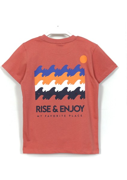 Rise Enjoy Slogan Baskılı Erkek Çocuk Yazlık 2'Li Takım 8-15 Yaş Mercan 001-0001881