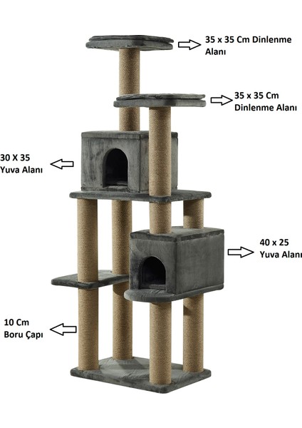 Mrcat - Kedi Tırmalama - Yüksek Katlı - Yuvalı - Dinlenme Alanlı - Minderli