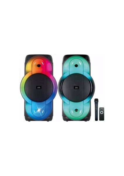 Profosyonel Parti Işıklı Kablosuz Mikrofonlu Bluetooth Speaker 12"