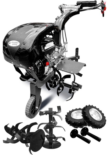2+1 K Serisi K75X Titanyum Şanzıman 6.5hp Benzinli Çapalama Makinesi Bıçak ve Tekerlekle Dahil