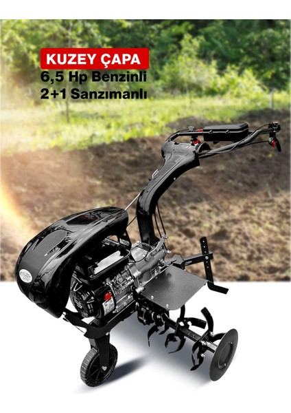 2+1 K Serisi K75X Titanyum Şanzıman 6.5hp Benzinli Çapalama Makinesi Bıçak ve Tekerlekle Dahil