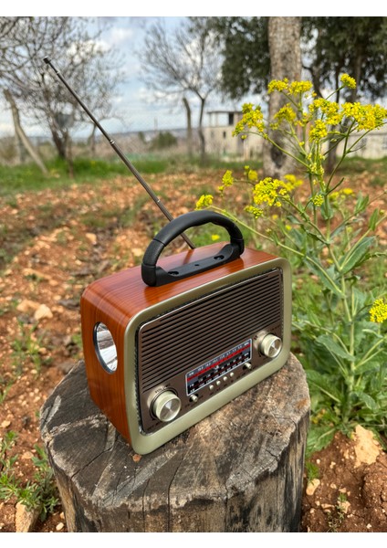 HS-301 Bt Fm Radyo + Kırmızı Ledli + Fenerli + USB Çalar + Bluetooth + Şarjlı ve Pilli Müzik Kutusu