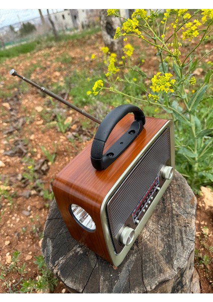 HS-301 Bt Fm Radyo + Kırmızı Ledli + Fenerli + USB Çalar + Bluetooth + Şarjlı ve Pilli Müzik Kutusu