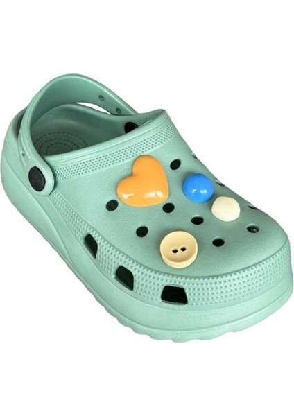 Kız Çocuk Yüksek Taban Taşlı Sandalet SU YEŞİLİ