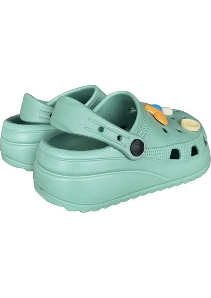 Kız Çocuk Yüksek Taban Taşlı Sandalet SU YEŞİLİ