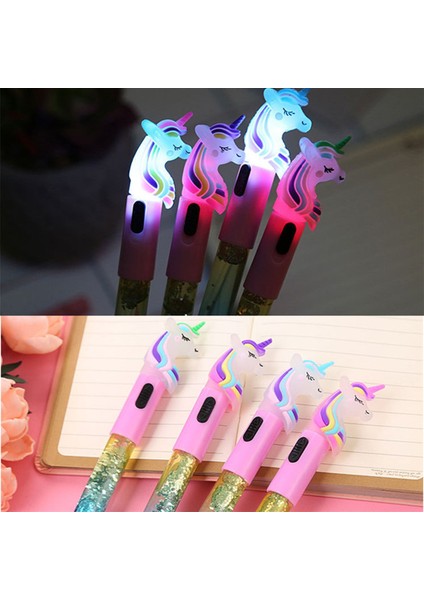 Unicorn Temalı Işıklı Sulu Pullu Kalem​