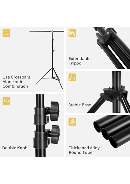 150 x 200 cm T Stand Bar Fon Perde Pvc Tutucu Background Backdrop Çekim Standı T-Shape