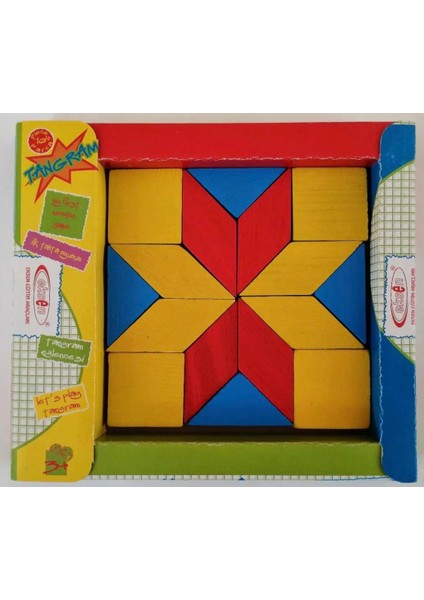 Ahşap Oyuncak Tangram 16 Parça Renkli Geometrik Şekiller Zeka Oyunu