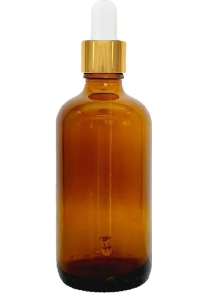 100 ml Amber Cam Şişeler ve Altın/Beyaz Cam Pipetler 10 Adet