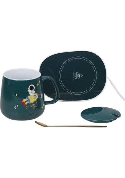 Astronot Tasarımlı 220 Volt Elektrikli Kapaklı Sıcak Tutan Isıtıcılı Kahve Kupa Fincan Bardak (Fişli fiyatları