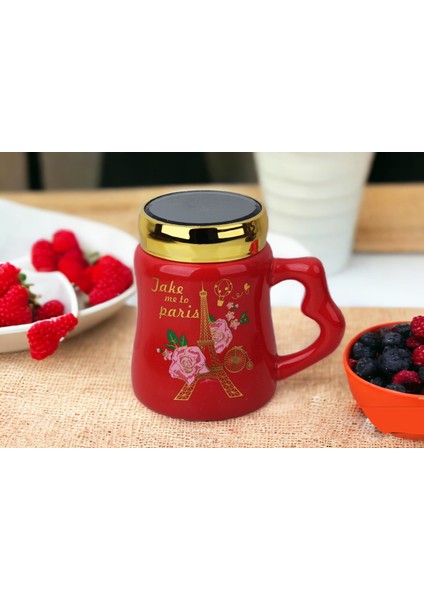 Paris Tasarımlı Aynalı Kapaklı Sıcak Tutan Kupa Bardak Fincan Mug Mini Motivasyon Termos 500 Ml.