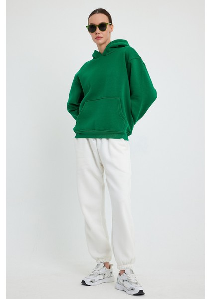 Açık Yeşil Hoodie, Oversize Hoodie, Kadın Hoodie, Kanguru Cepli Kapüşonlu