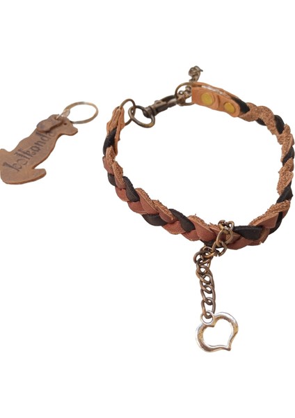 Köpek kolyesi hakiki deri örgülü siyah kahverengi antik zincirli boyun ölçüsü:32-40cm ayarlamalı dog collar K1-9 fiyatları