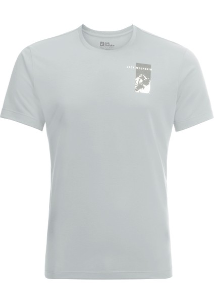 JACK WOLFSKİN Vonnan S/S Graphic T M 1809941TR-6709 ERKEK Açık Gri Tişört
