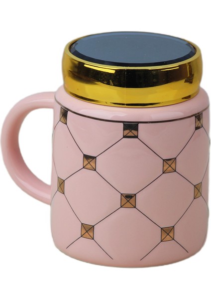 Ekose Tasarımlı Aynalı Kapaklı Sıcak Tutan Kupa Bardak Fincan Mug Mini Motivasyon Termos 450 Ml.