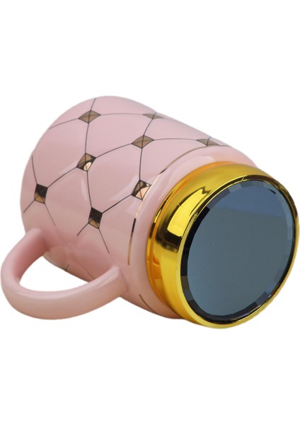Ekose Tasarımlı Aynalı Kapaklı Sıcak Tutan Kupa Bardak Fincan Mug Mini Motivasyon Termos 450 Ml.