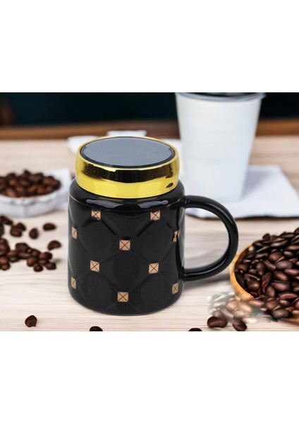 Ekose Tasarımlı Aynalı Kapaklı Sıcak Tutan Kupa Bardak Fincan Mug Mini Motivasyon Termos 450 Ml.