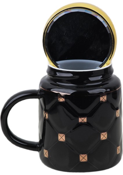 Ekose Tasarımlı Aynalı Kapaklı Sıcak Tutan Kupa Bardak Fincan Mug Mini Motivasyon Termos 450 Ml.