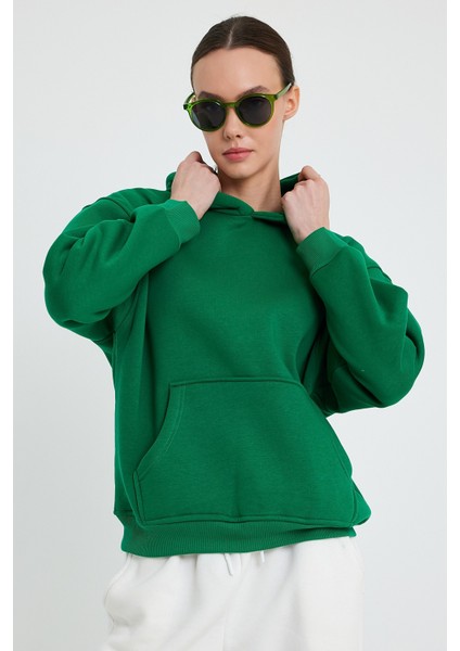 Açık Yeşil Hoodie, Oversize Hoodie, Kadın Hoodie, Kanguru Cepli Kapüşonlu indirimleri