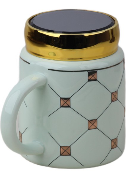 Ekose Tasarımlı Aynalı Kapaklı Sıcak Tutan Kupa Bardak Fincan Mug Mini Motivasyon Termos 450 Ml.