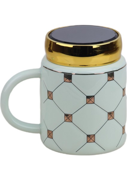 Ekose Tasarımlı Aynalı Kapaklı Sıcak Tutan Kupa Bardak Fincan Mug Mini Motivasyon Termos 450 Ml.