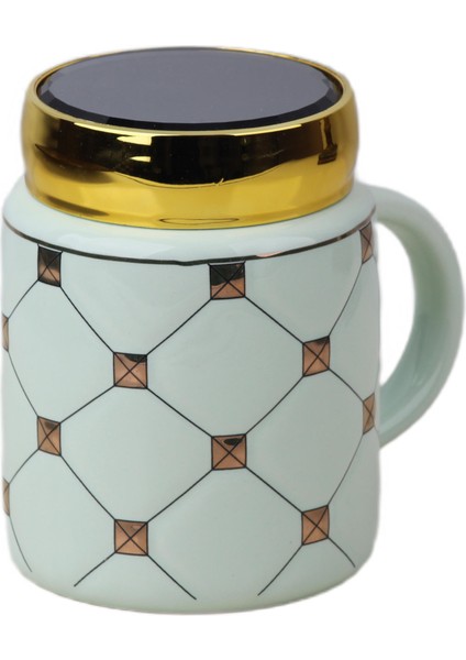 Ekose Tasarımlı Aynalı Kapaklı Sıcak Tutan Kupa Bardak Fincan Mug Mini Motivasyon Termos 450 Ml.