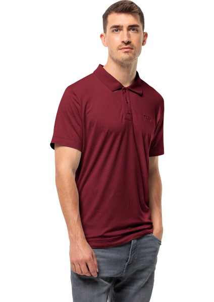 JACK WOLFSKİN Travel Polo M 1809721TR-4512 ERKEK Bordo Tişört