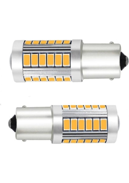 Tek Duy 1156 P21W 33 LED Turuncu Mercekli ,sinyal Gündüz Park Ampülü 4 Adet