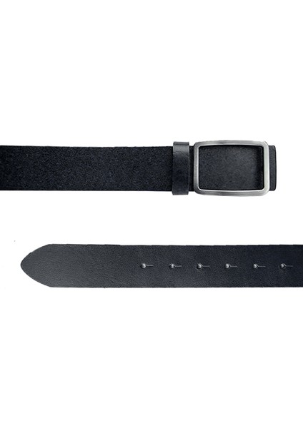 Deri Erkek Spor Siyah Dikişli Kemer 4,5cm / RS1014 Siyah (Bison)